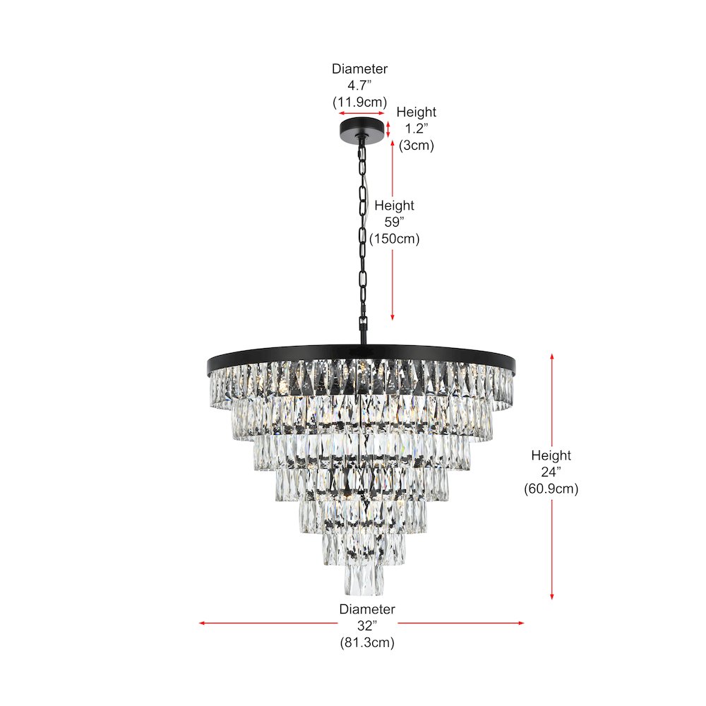 Josephine 32 Inch Round Chandelier In Black. Picture 8