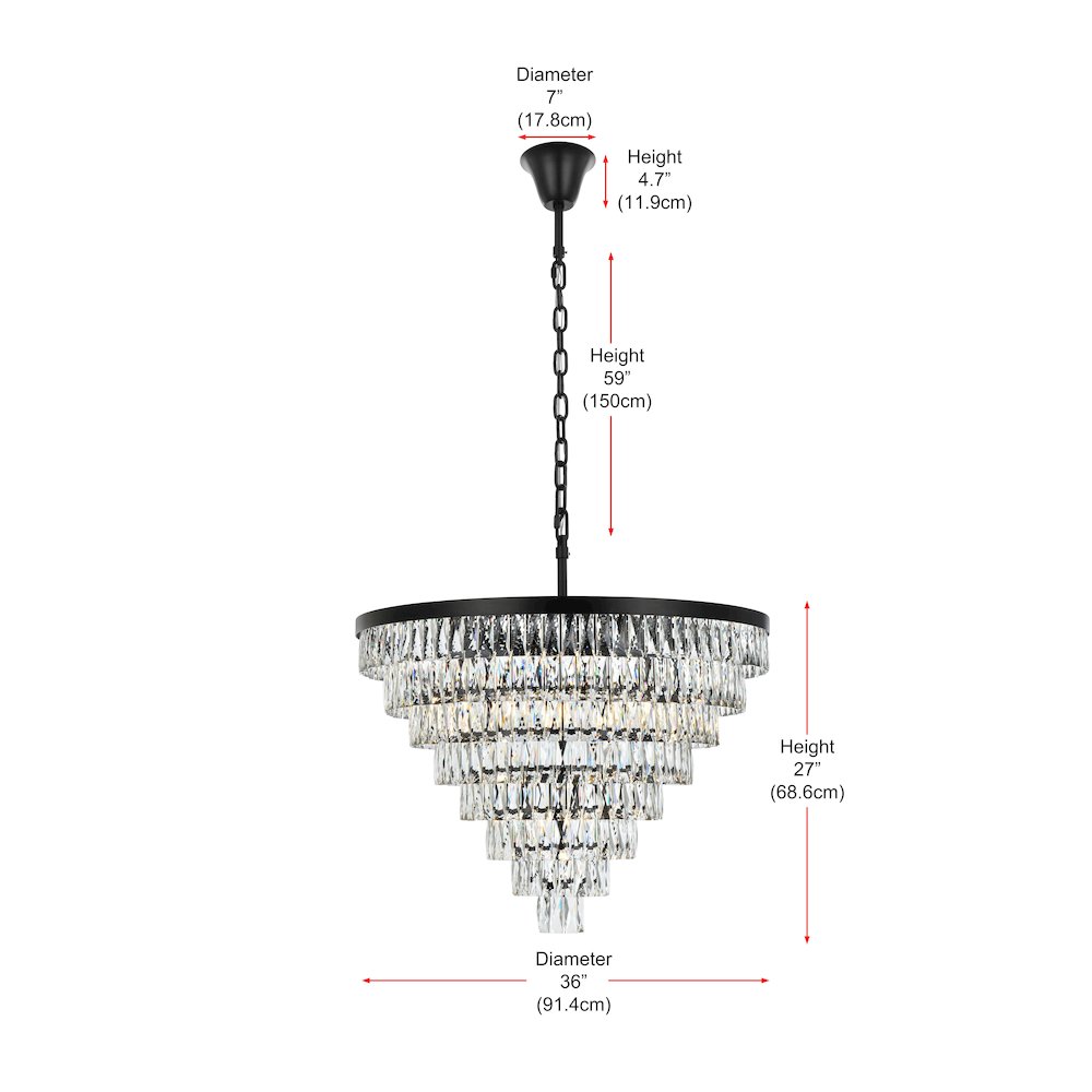 Josephine 36 Inch Round Chandelier In Black. Picture 8