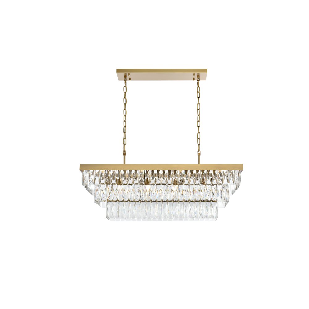 Josephine 36 Inch Rectangular Chandelier In Satin Gold. Picture 1