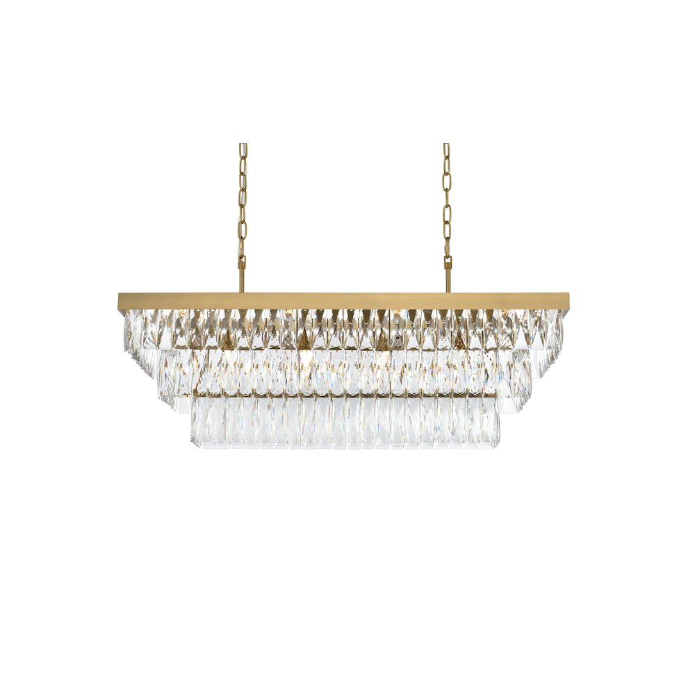 Josephine 36 Inch Rectangular Chandelier In Satin Gold. Picture 3