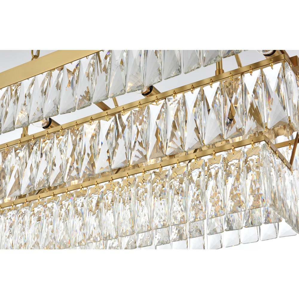 Josephine 36 Inch Rectangular Chandelier In Satin Gold. Picture 6
