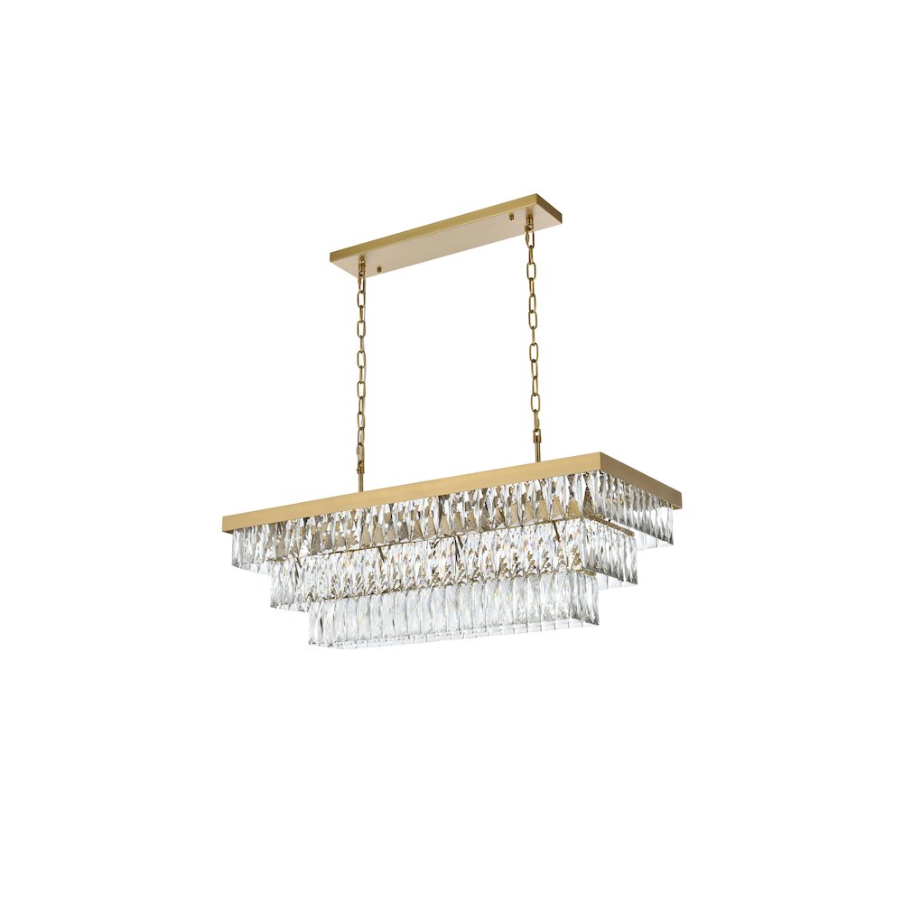 Josephine 36 Inch Rectangular Chandelier In Satin Gold. Picture 7