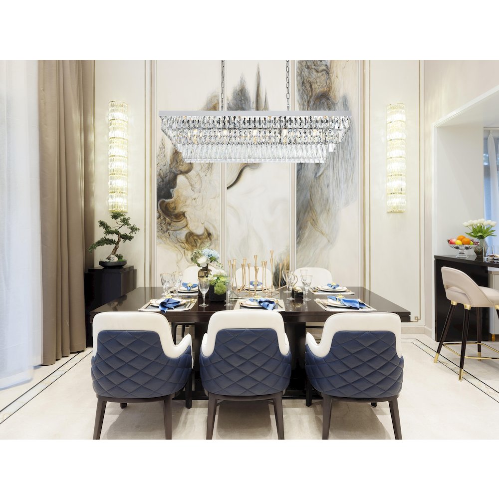 Josephine 48 Inch Rectangular Chandelier In Chrome. Picture 2
