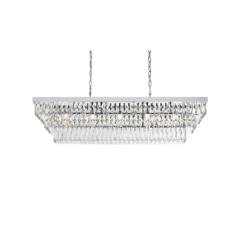 Josephine 48 Inch Rectangular Chandelier In Chrome. Picture 3