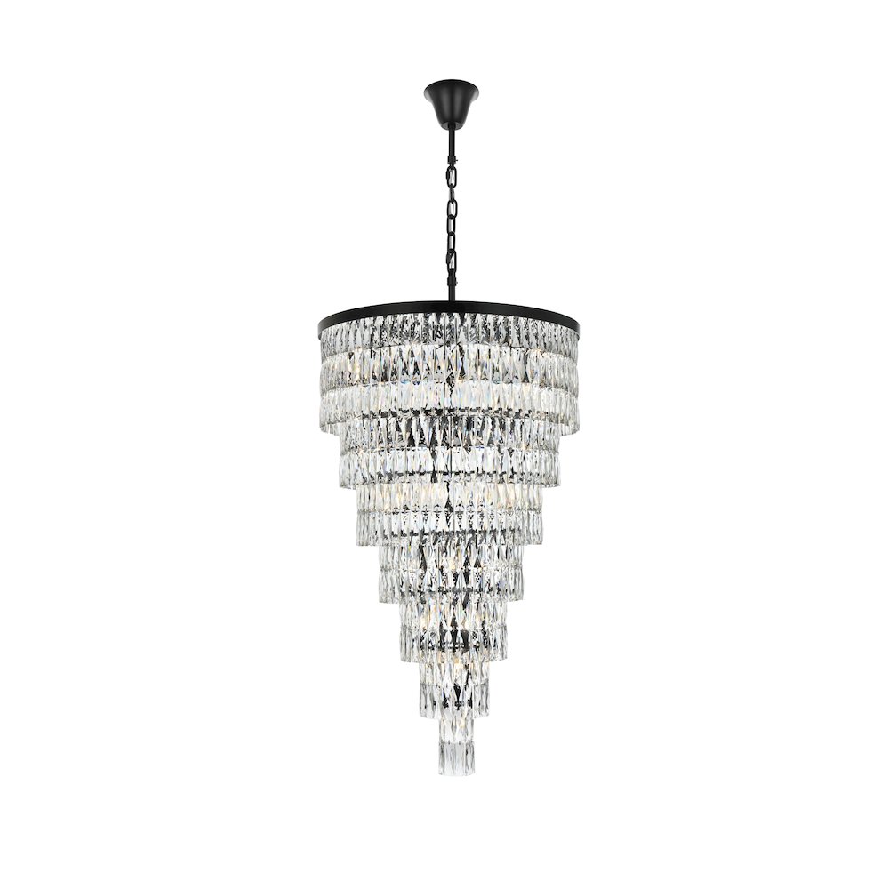 Josephine 32 Inch Rectangular Chandelier In Black. Picture 1