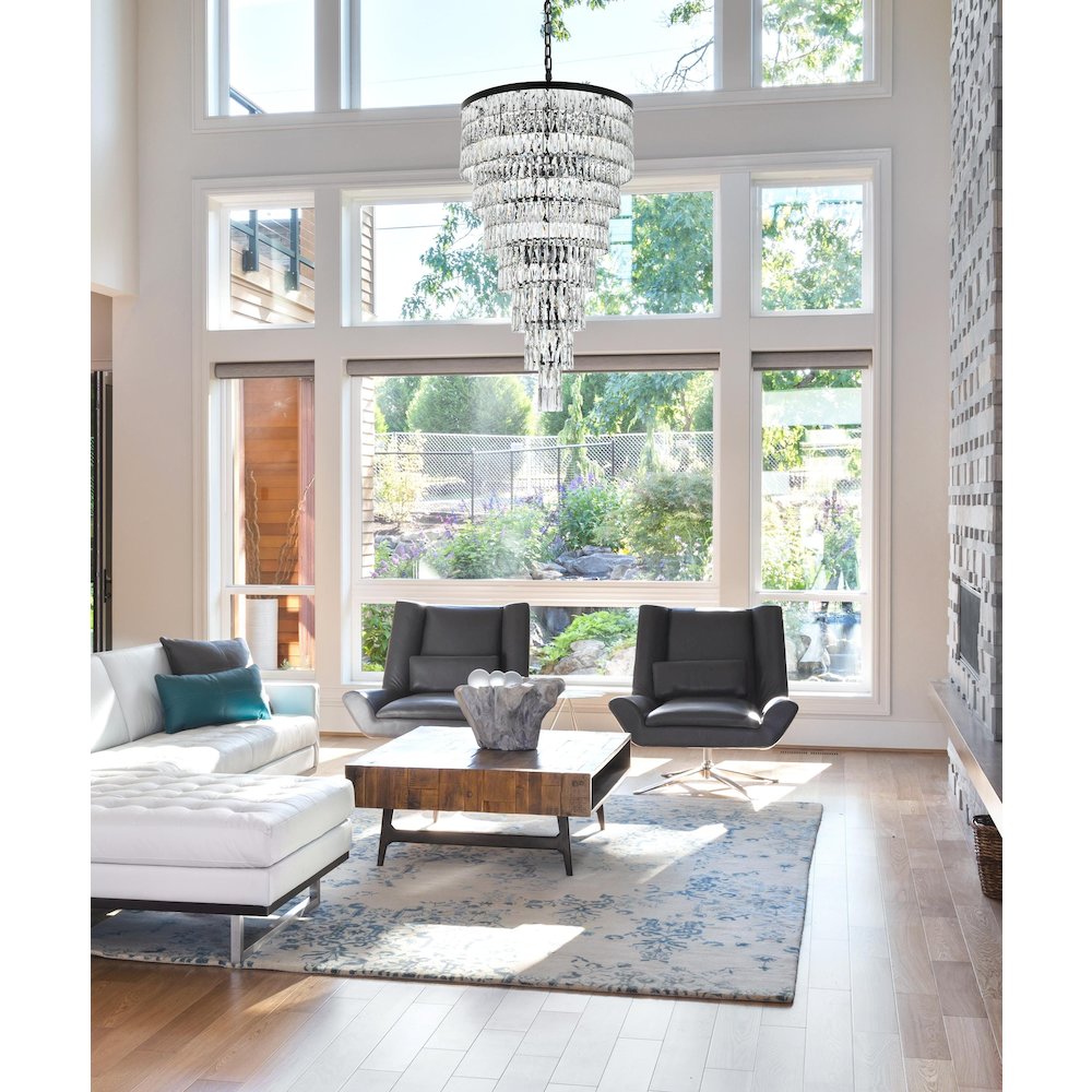 Josephine 32 Inch Rectangular Chandelier In Black. Picture 2