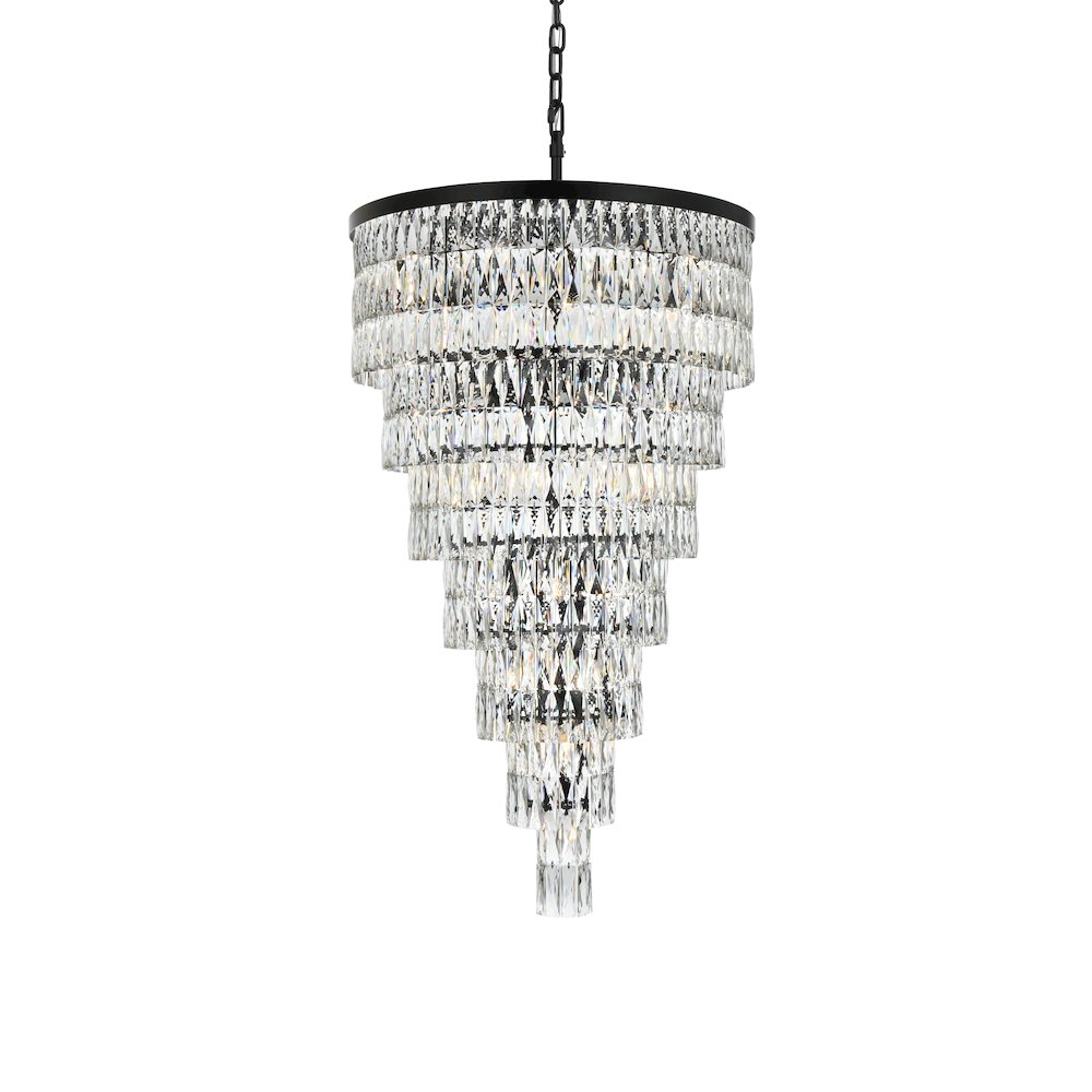 Josephine 32 Inch Rectangular Chandelier In Black. Picture 3