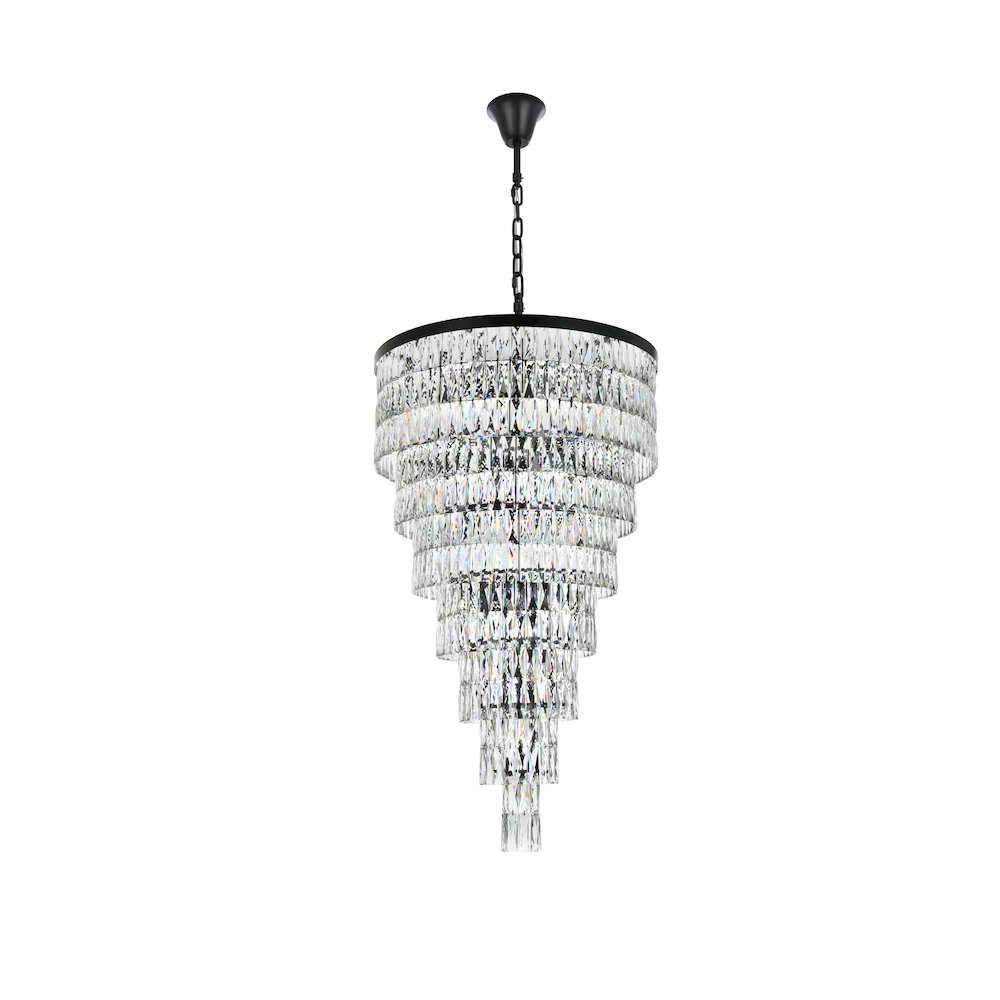Josephine 32 Inch Rectangular Chandelier In Black. Picture 7
