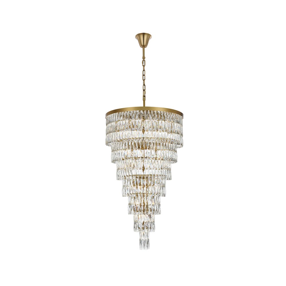 Josephine 32 Inch Rectangular Chandelier In Satin Gold. Picture 1