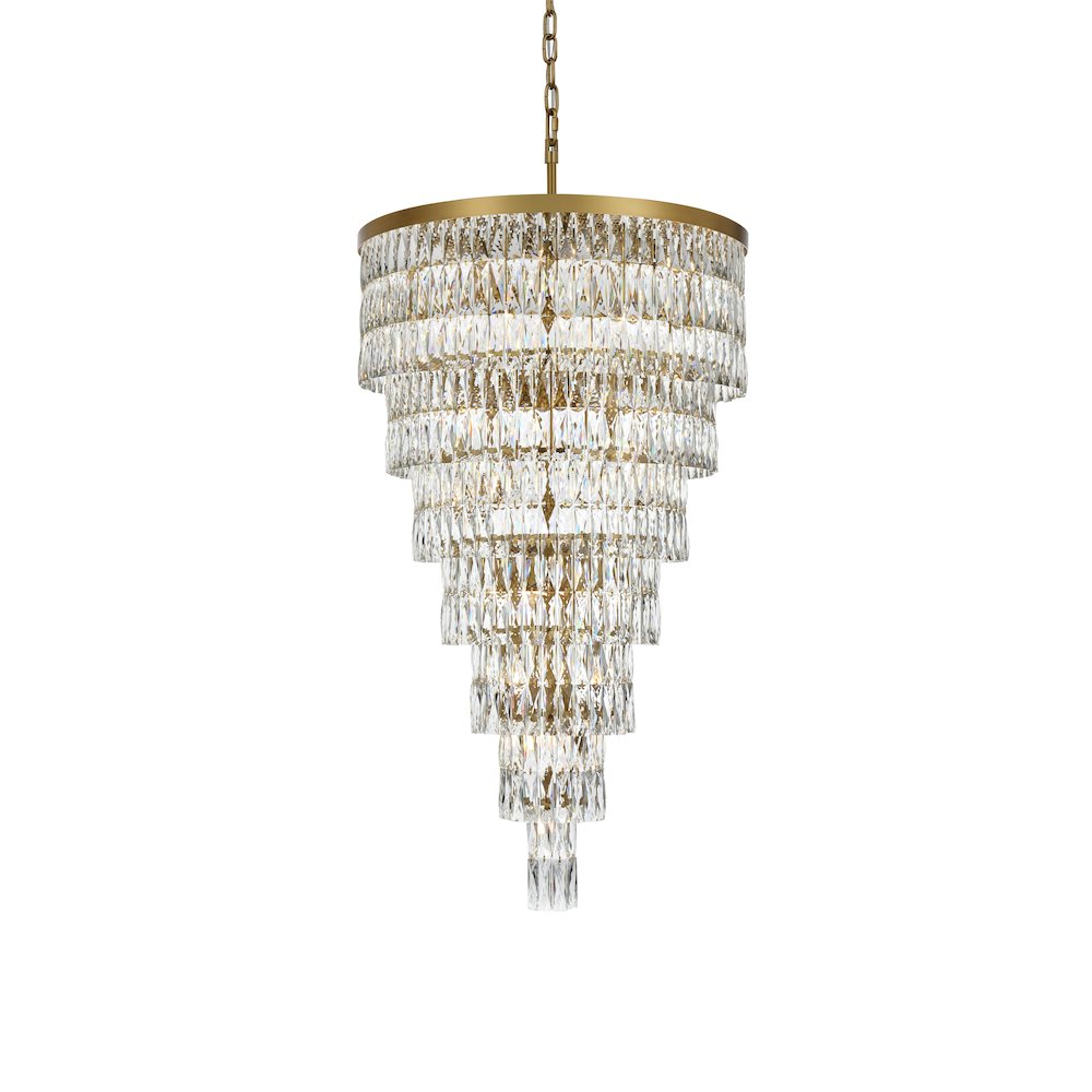 Josephine 32 Inch Rectangular Chandelier In Satin Gold. Picture 3