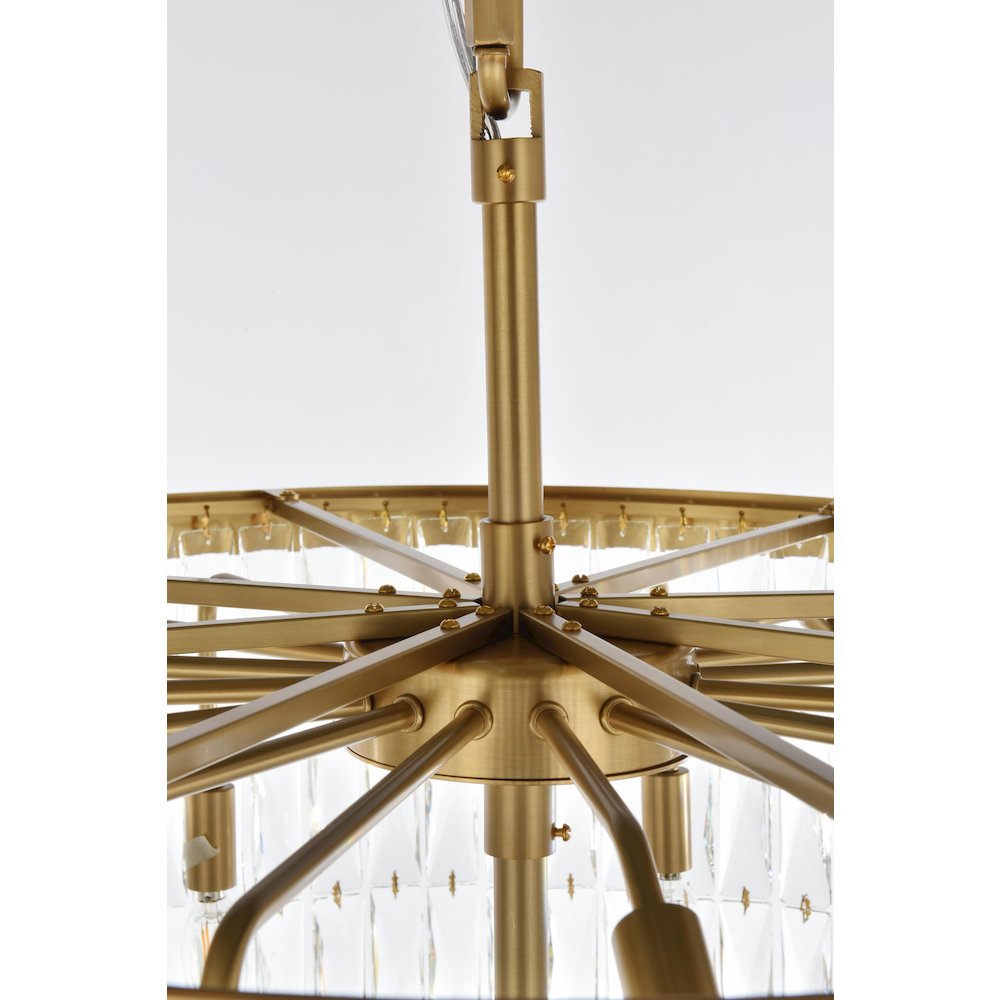 Josephine 32 Inch Rectangular Chandelier In Satin Gold. Picture 5