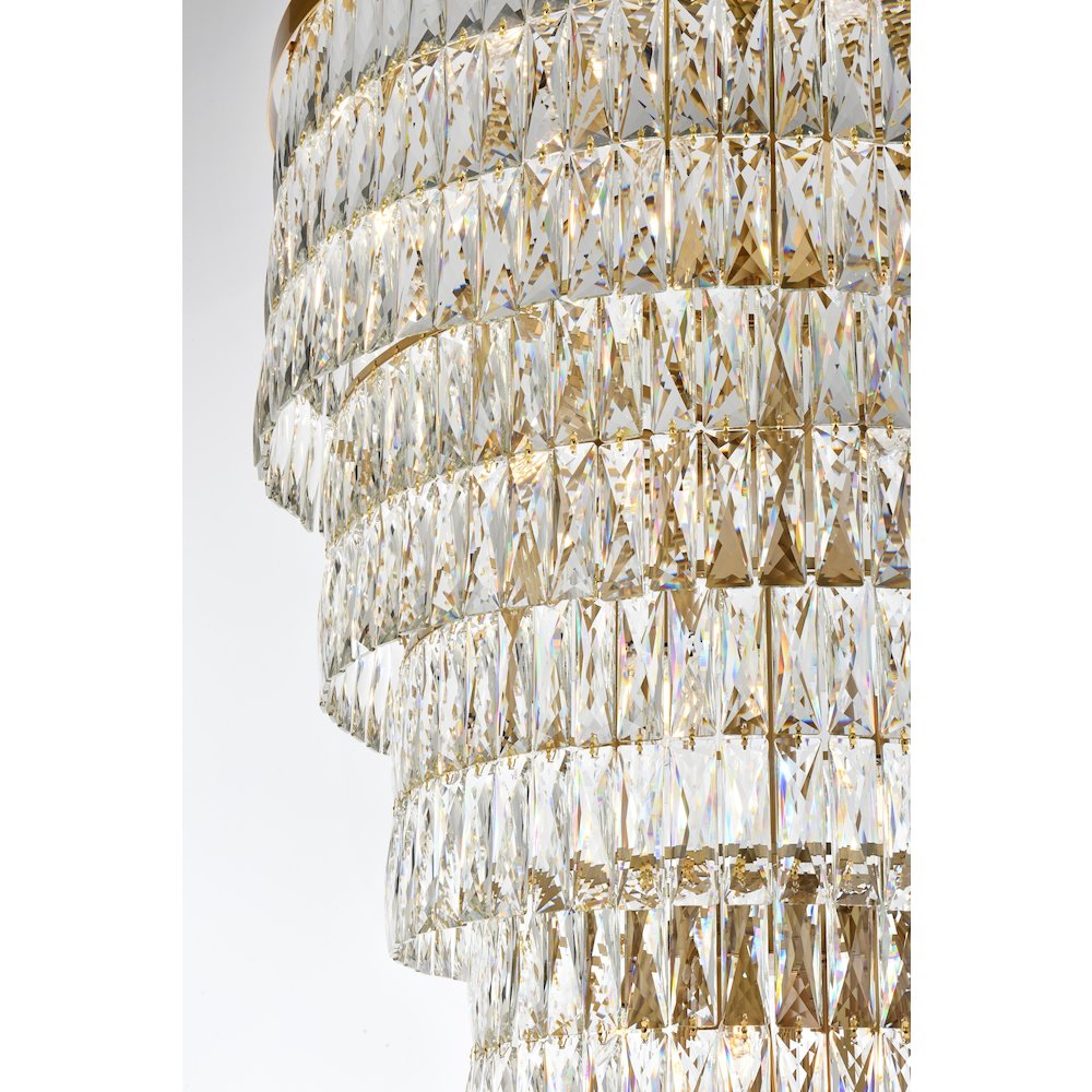 Josephine 32 Inch Rectangular Chandelier In Satin Gold. Picture 6