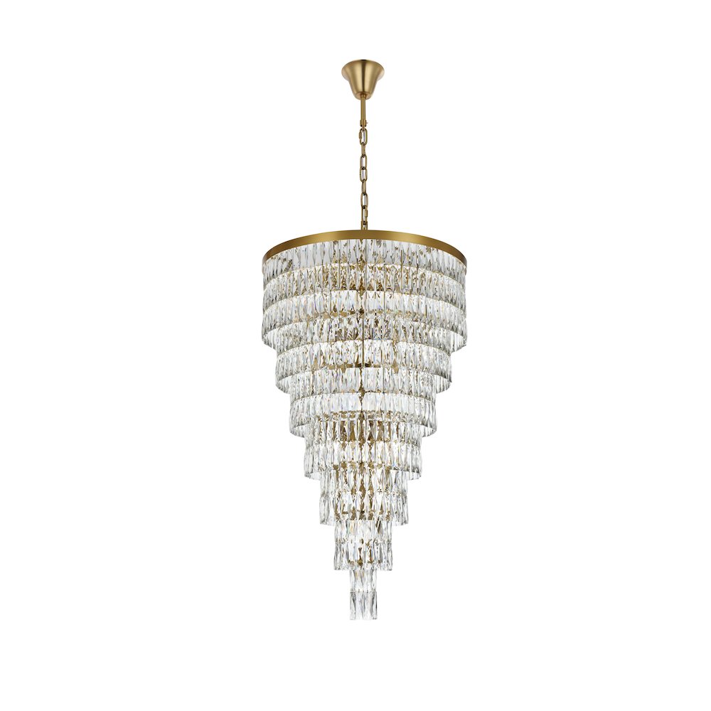 Josephine 32 Inch Rectangular Chandelier In Satin Gold. Picture 7