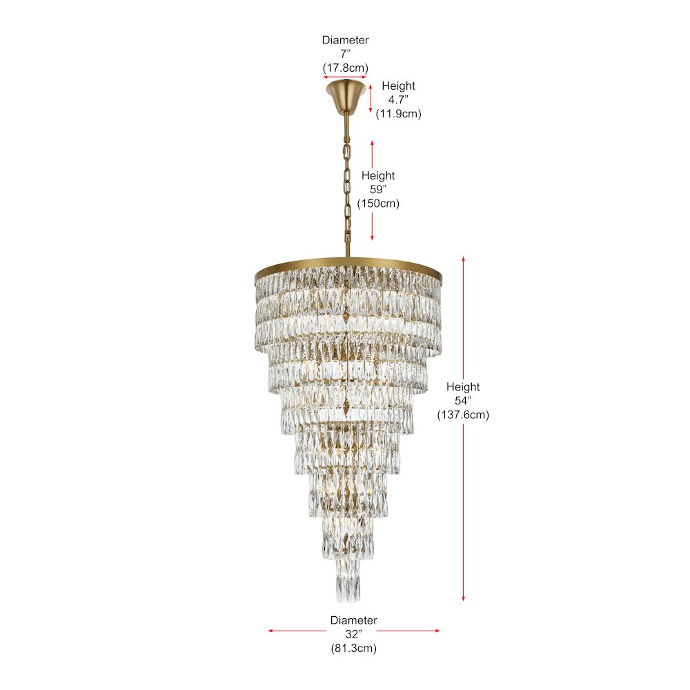 Josephine 32 Inch Rectangular Chandelier In Satin Gold. Picture 8