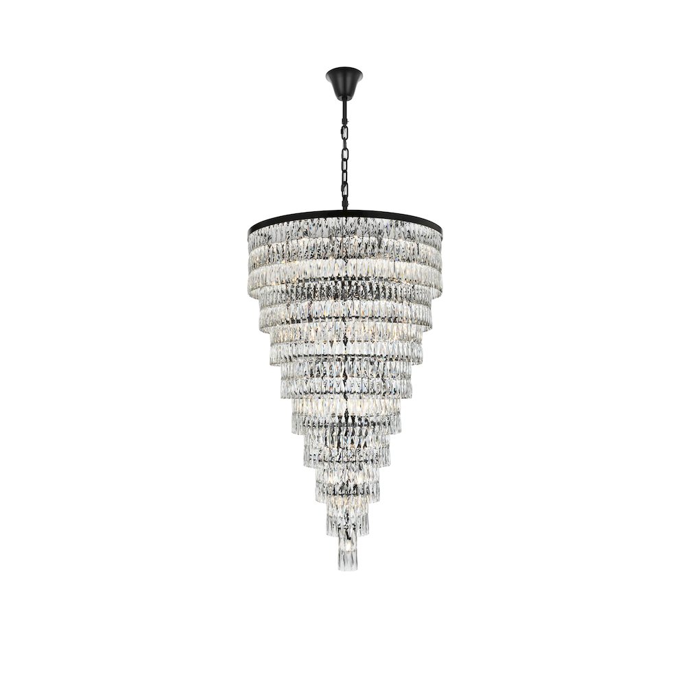 Josephine 41 Inch Rectangular Chandelier In Black. Picture 1