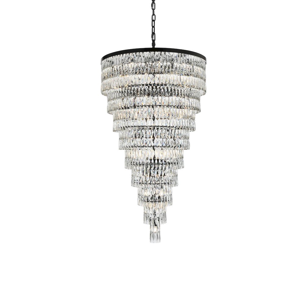 Josephine 41 Inch Rectangular Chandelier In Black. Picture 3
