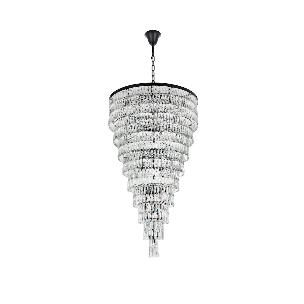 Josephine 41 Inch Rectangular Chandelier In Black. Picture 7