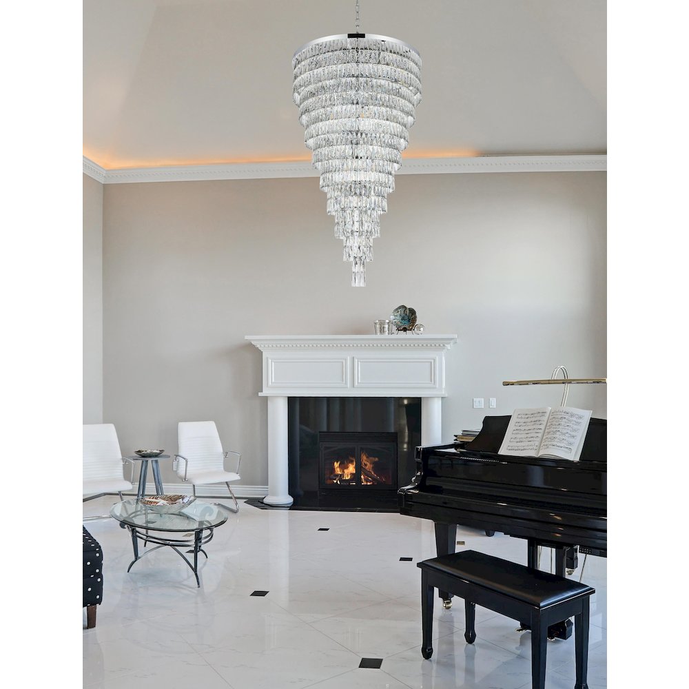 Josephine 41 Inch Rectangular Chandelier In Chrome. Picture 2