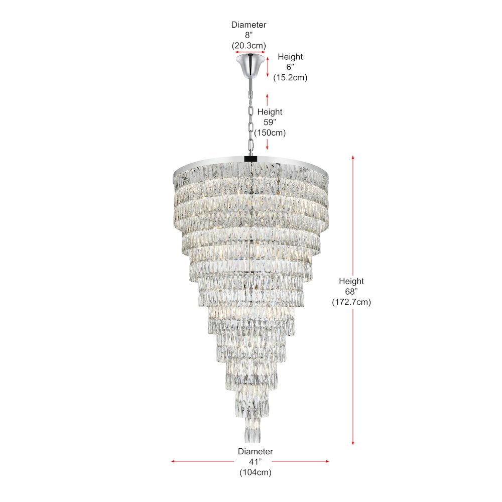 Josephine 41 Inch Rectangular Chandelier In Chrome. Picture 8