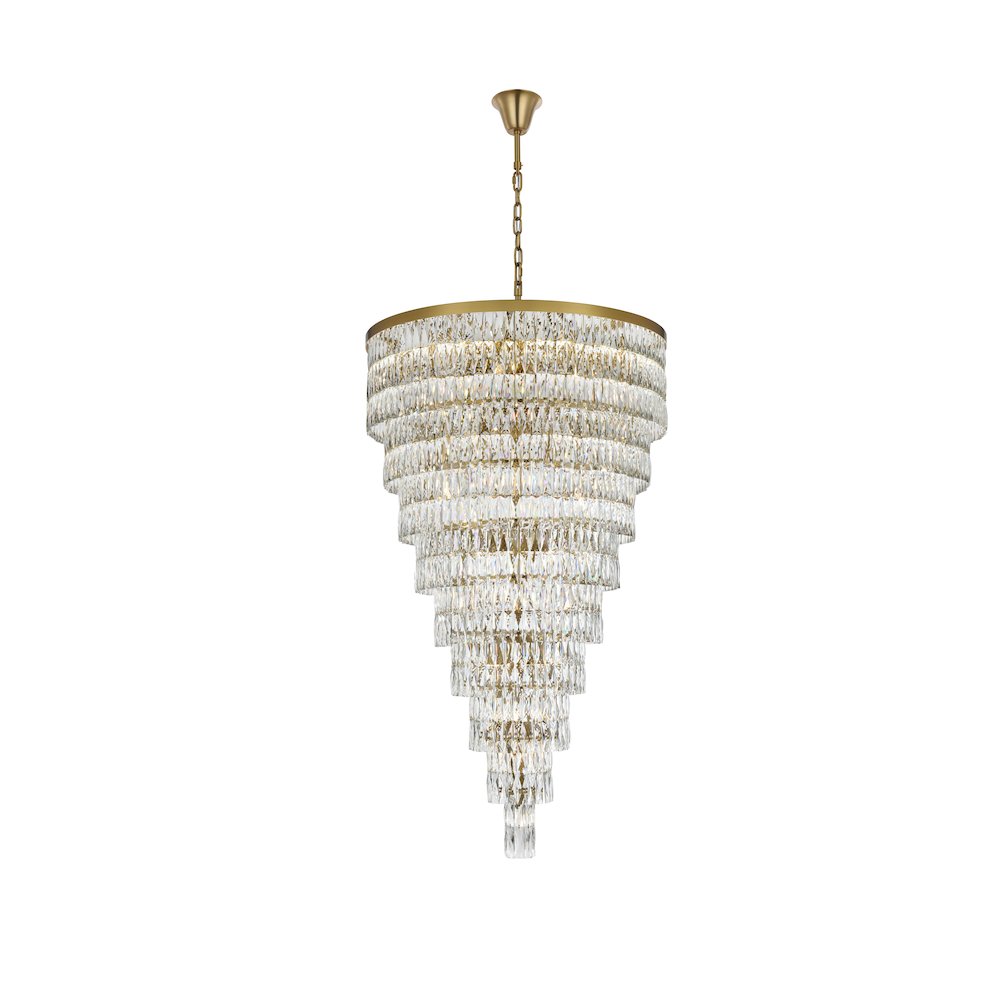 Josephine 41 Inch Rectangular Chandelier In Satin Gold. Picture 1