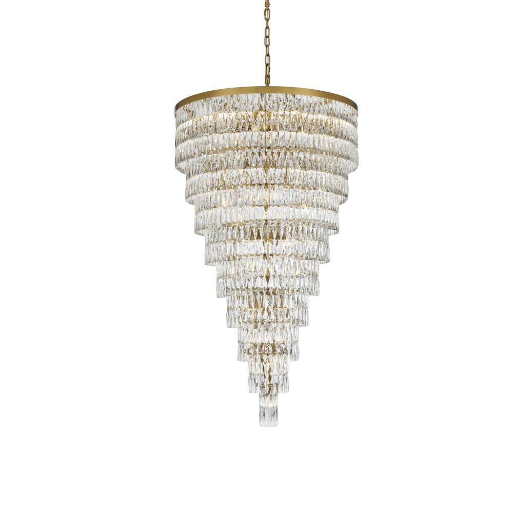 Josephine 41 Inch Rectangular Chandelier In Satin Gold. Picture 3