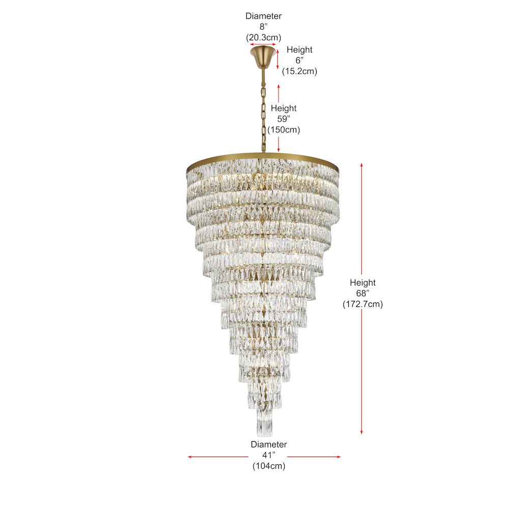 Josephine 41 Inch Rectangular Chandelier In Satin Gold. Picture 8