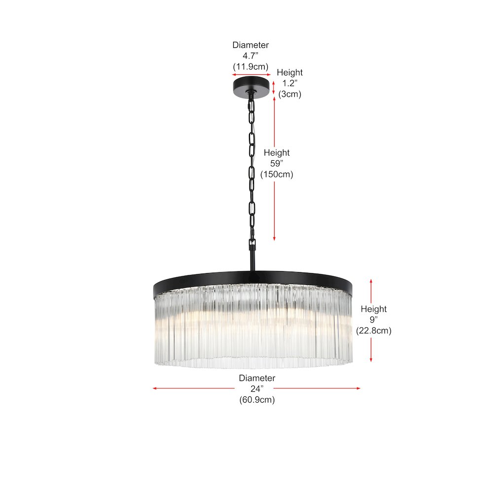 Harlow 24 Inch Chandelier In Black. Picture 8