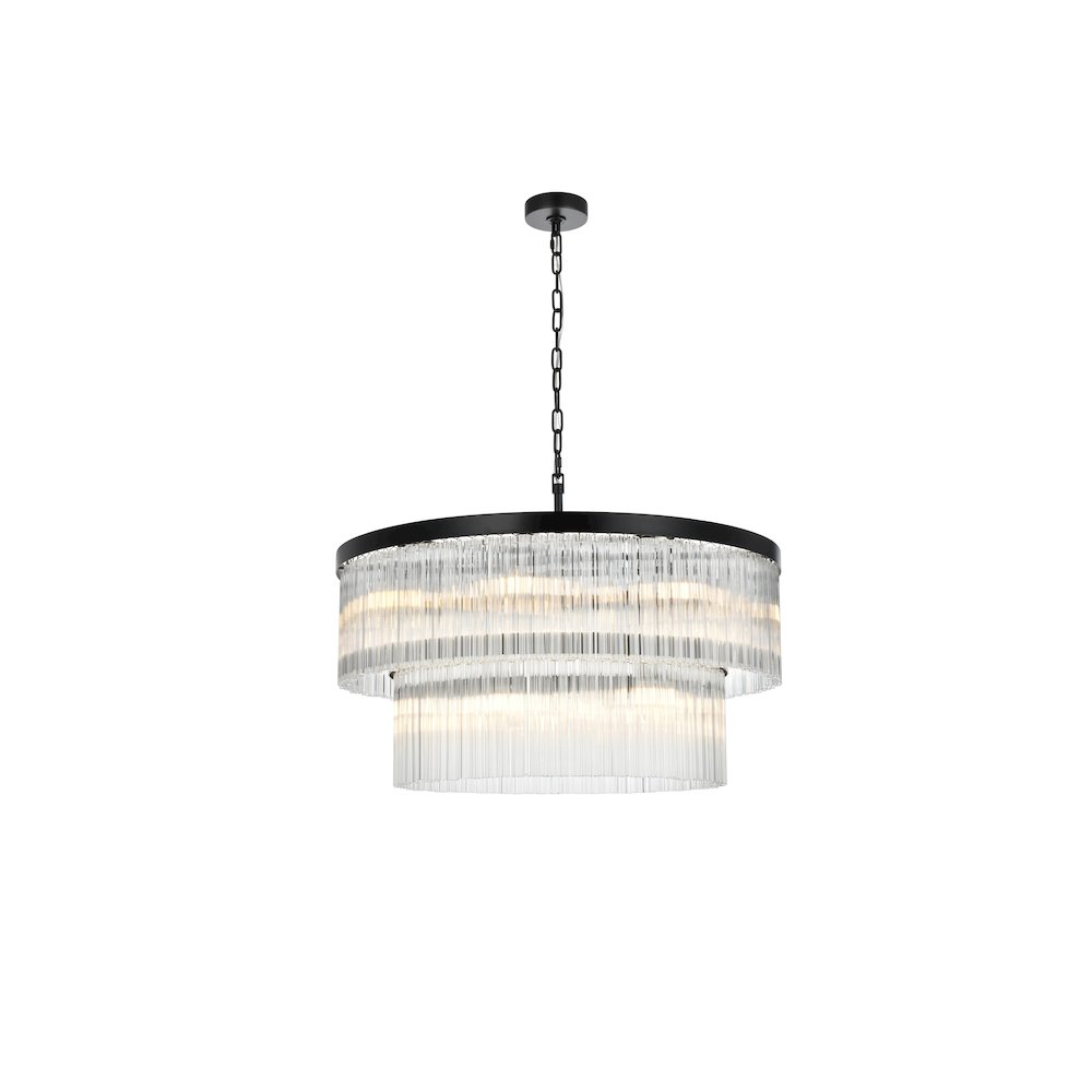 Harlow 32 Inch Chandelier In Black. Picture 1