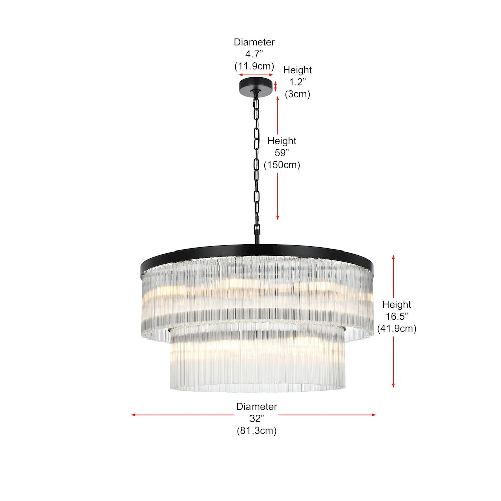 Harlow 32 Inch Chandelier In Black. Picture 8