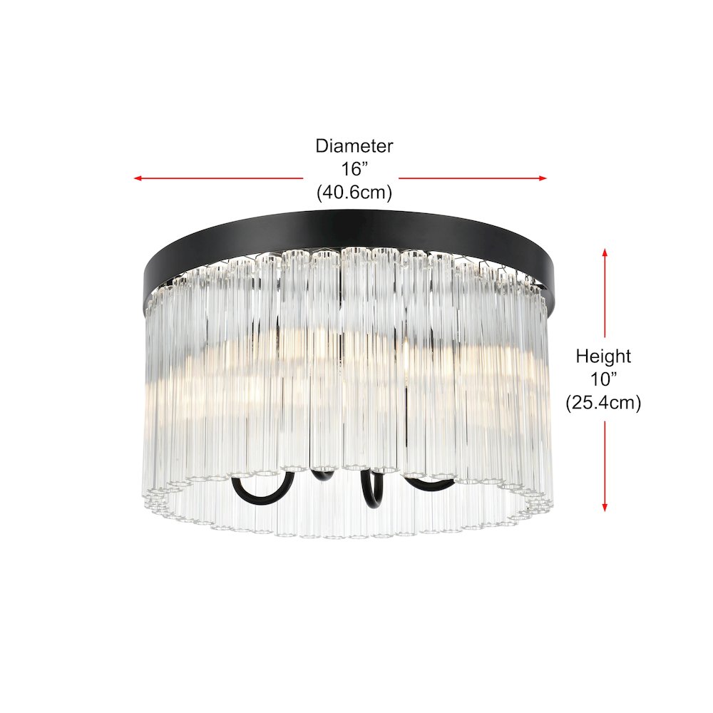 Harlow 16 Inch Flush Mount In Black. Picture 8
