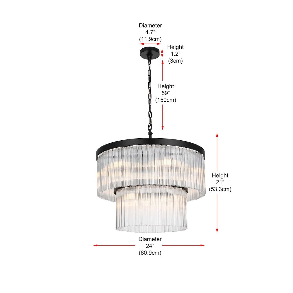 Harlow 24 inch Chandelier in Black. Picture 7