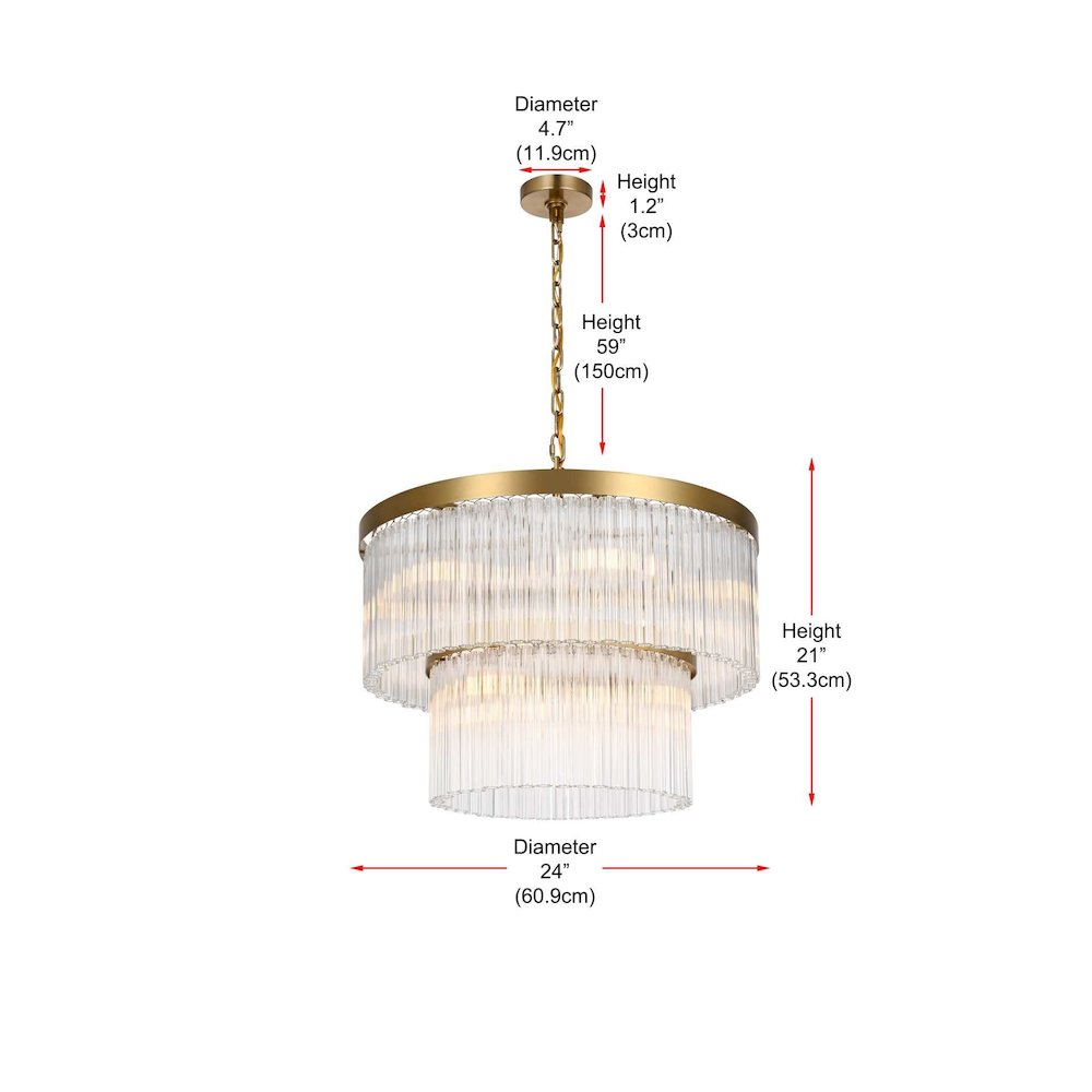 Harlow 24 inch Chandelier in Satin Gold. Picture 7