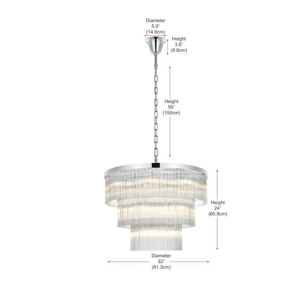 Harlow 32 Inch Chandelier In Chrome. Picture 8