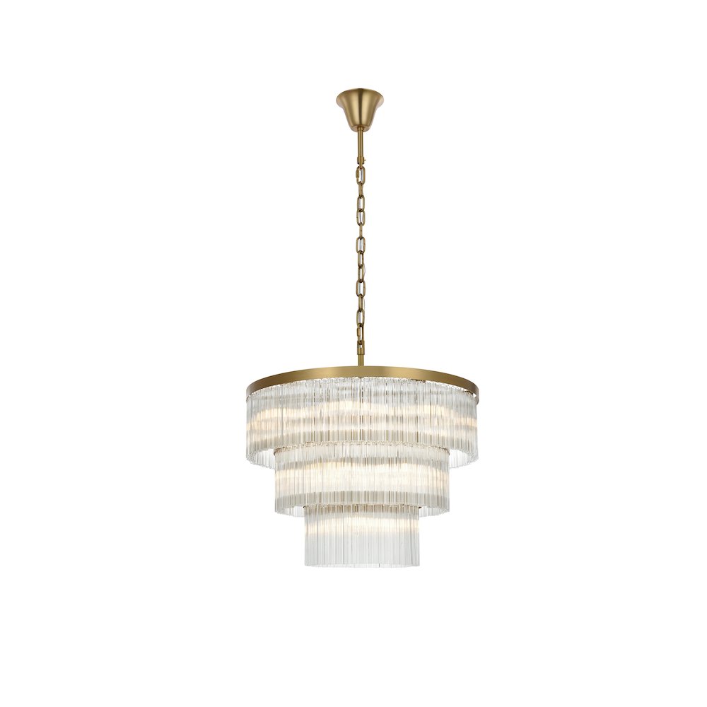Harlow 32 Inch Chandelier In Satin Gold. Picture 1
