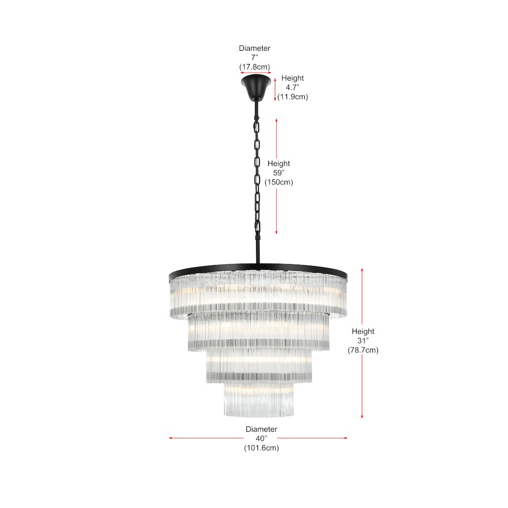 Harlow 40 Inch Chandelier In Black. Picture 8