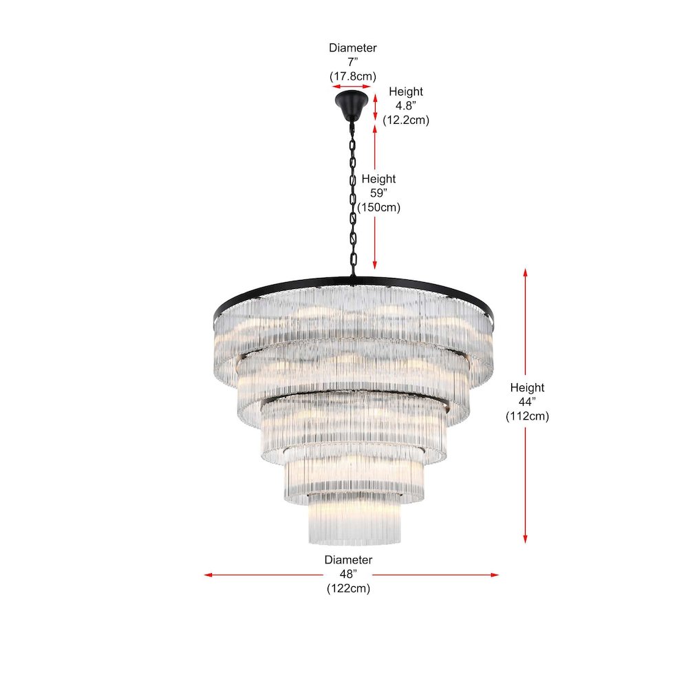Harlow 48 inch Chandelier in Black. Picture 7