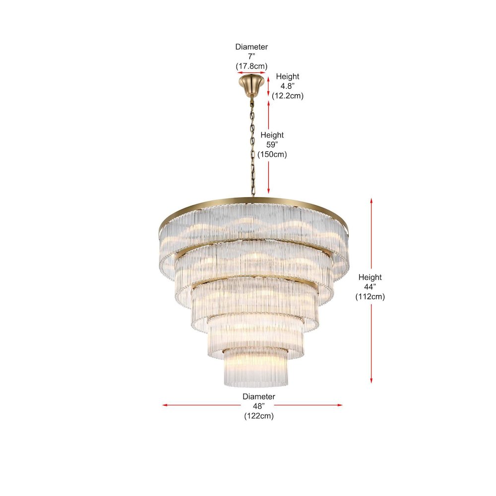 Harlow 48 inch Chandelier in Satin Gold. Picture 7