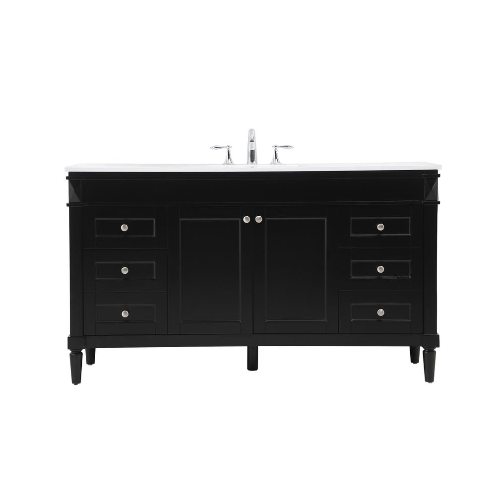 60 inch Single bathroom vanity in black. Picture 1
