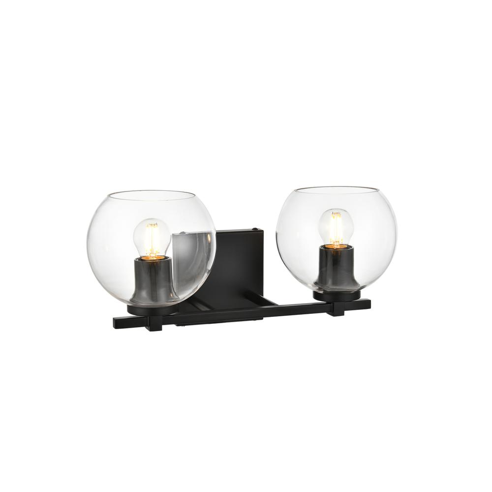 Juelz 2 light Black and Clear Bath Sconce. Picture 3