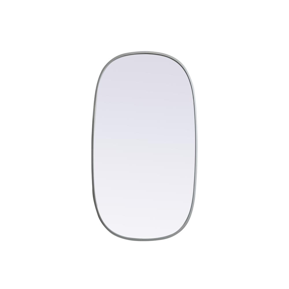 Metal Frame Oval Mirror 20x36 Inch in Silver. Picture 1