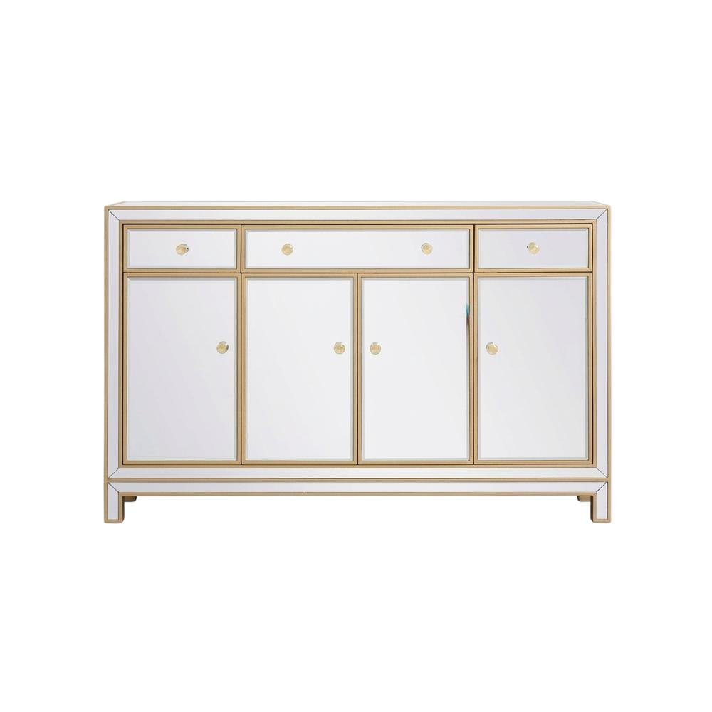 Gold mirrored credenza with spacious storage and elegant design. Picture 4