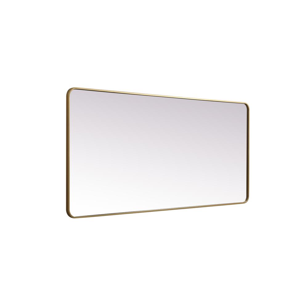 Soft Corner Metal Rectangle Mirror 32x72 Inch in Brass. Picture 9