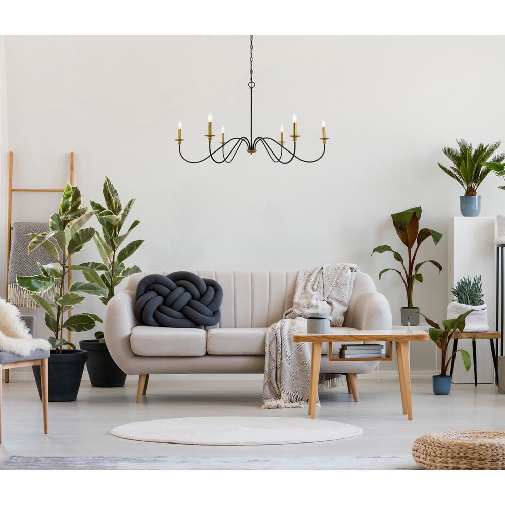 Rohan 48 inch chandelier in matte black and brass. Picture 9