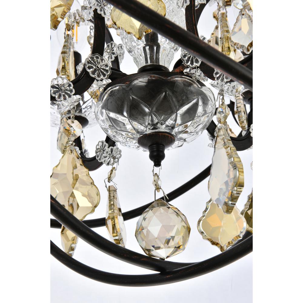 Geneva 4 light Dark Bronze Pendant Golden Teak (Smoky) Royal Cut crystal. Picture 3