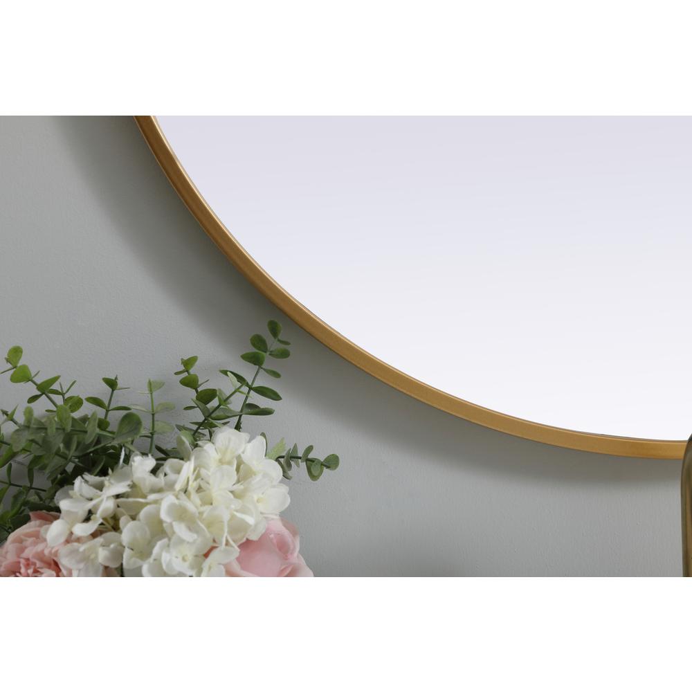 Metal Frame Oval Mirror 27x40 Inch in Brass. Picture 5