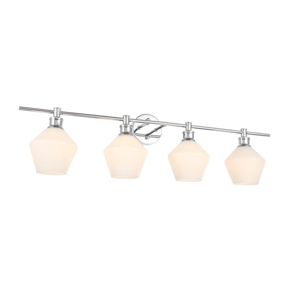 Gene 4 light Chrome and Frosted white glass Wall sconce. Picture 11