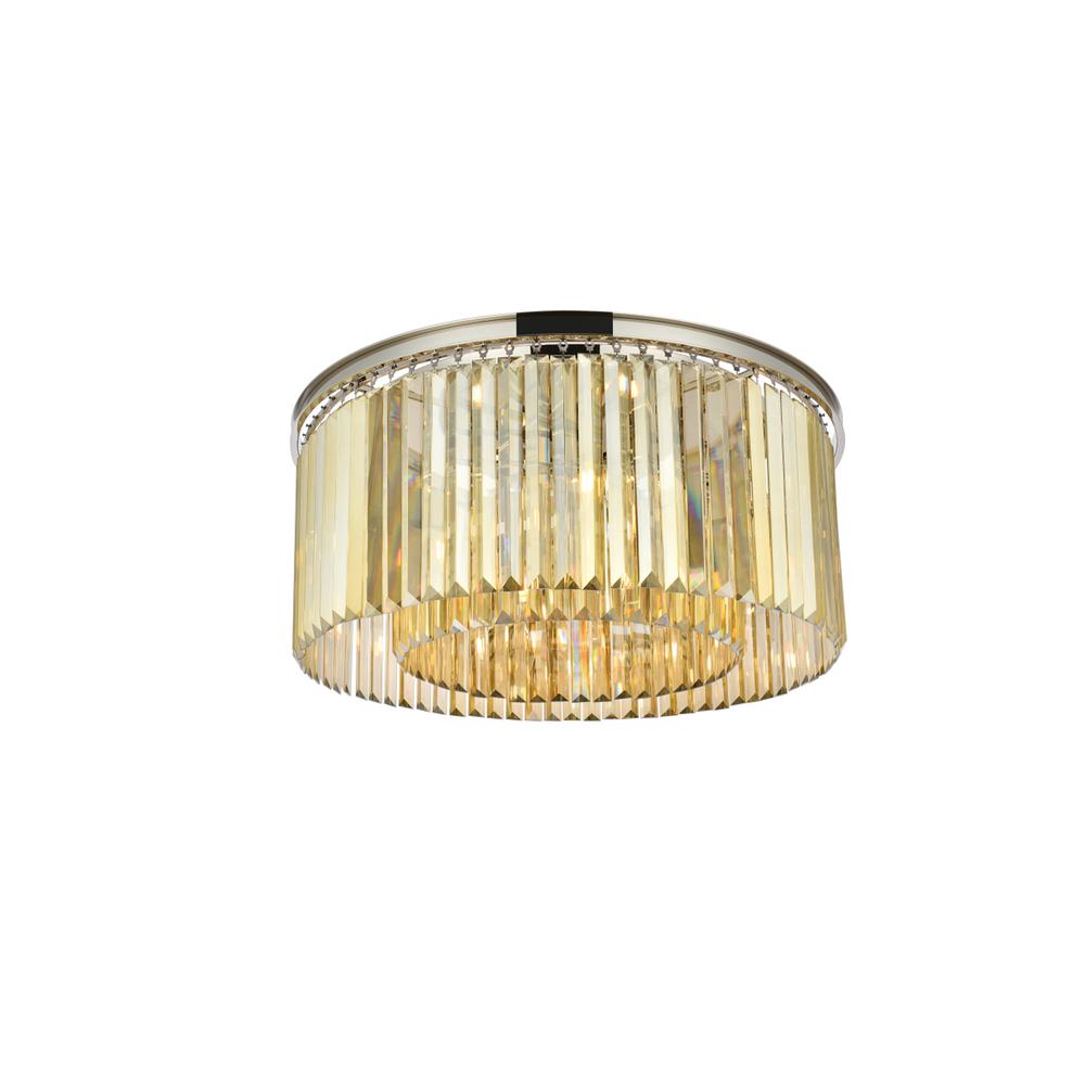 Sydney 8 light polished nickel Flush Mount Golden Teak (Smoky) Royal Cut Crystal. Picture 2