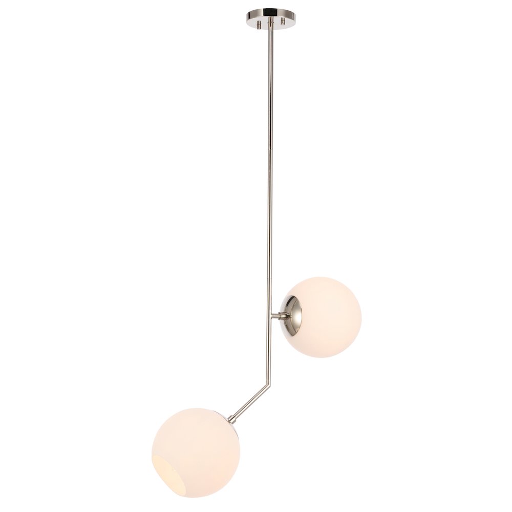 Ryland 2 Light Chrome And Frosted White Glass Pendant. Picture 5