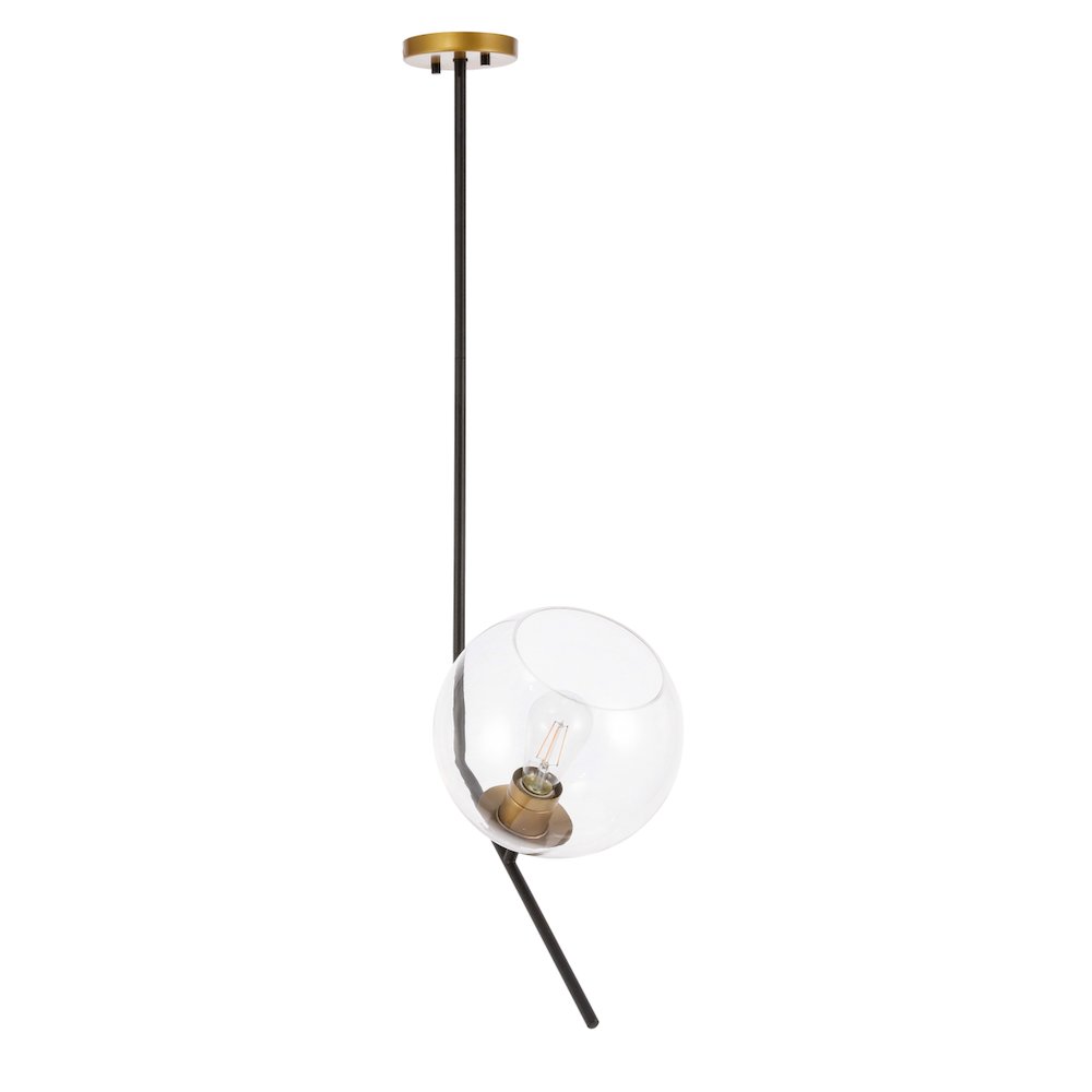 Ryland 1 Light Black And Brass And Clear Glass Pendant. Picture 8