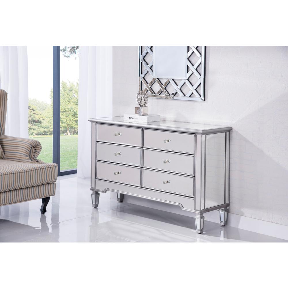 6 Drawer Dresser 48 in. x 18 in. x 32 in. in silver paint. Picture 2
